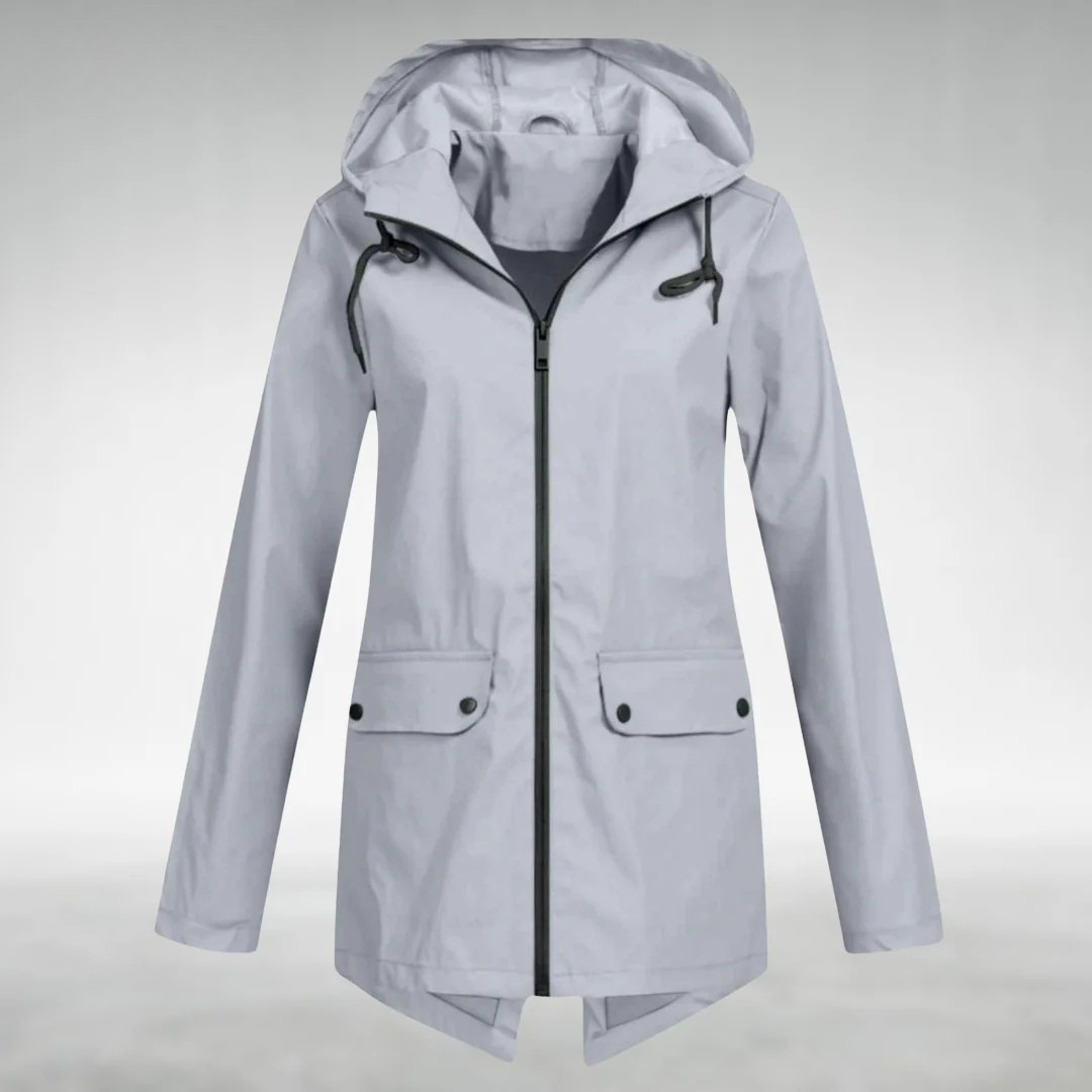 Aryln™ | Veste imperméable mi-longue avec capuche