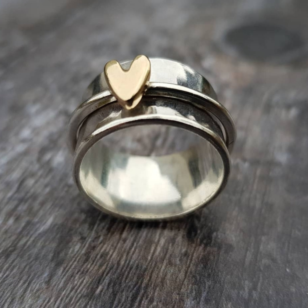 Bague en Argent avec Cœur en Or Vintage