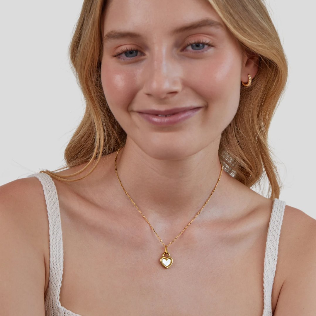 'Falling For You' Collier en forme de cœur réversible