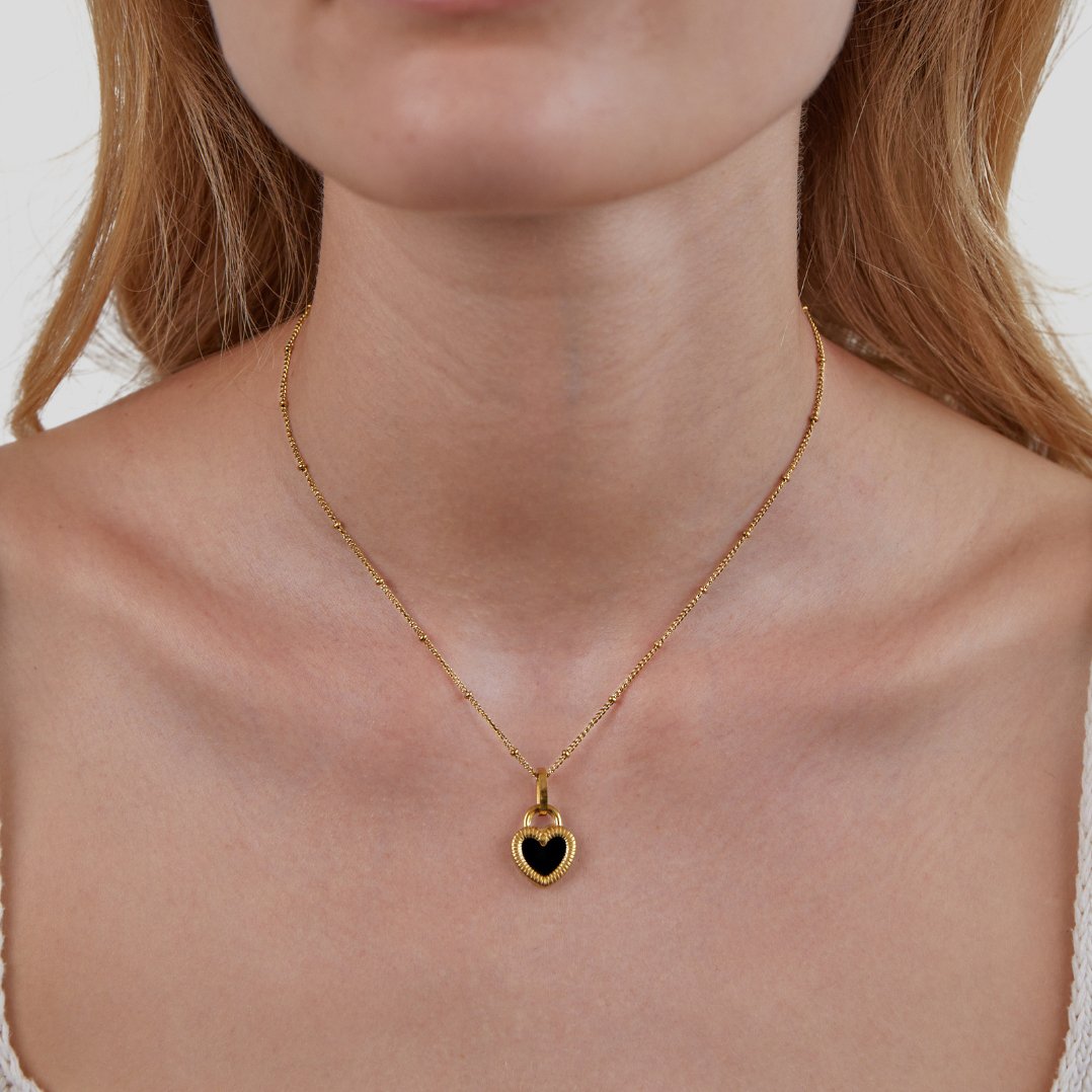 'Falling For You' Collier en forme de cœur réversible