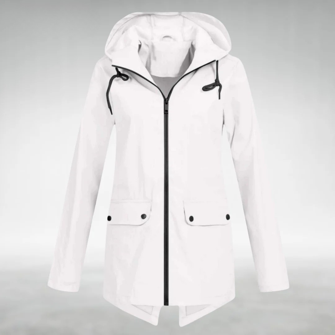 Aryln™ | Veste imperméable mi-longue avec capuche