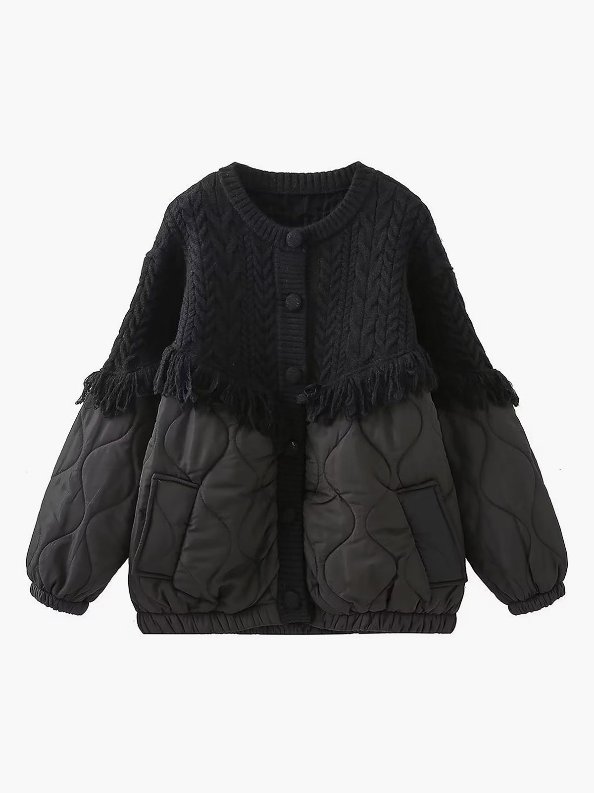 Reveré™  | Veste matelassée en tricot torsadé patchwork